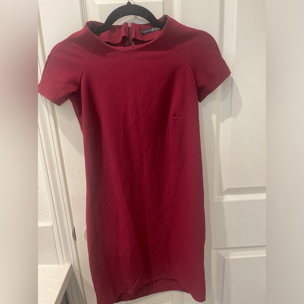 Vintage Shift Burgundy Dress XXS - Picture 2 of 4